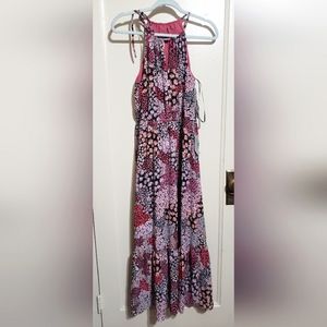 Donna Morgan Printed Halter Neck Sleeveless Maxi Dress (Size 8)